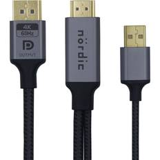 Nördic HMDP-105 HDMI 2.0 - Displayport 1.2 USB A Power Adapter M-M 0.5m