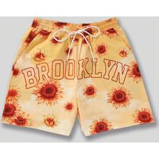 Shein Gula Byxor & Shorts Shein Men's Sunflower Printed Shorts, Suitable For Daily Wear In And Summer