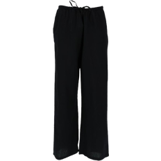 Dam - XXS Byxor Gina Tricot Linen Blend Trousers - Black