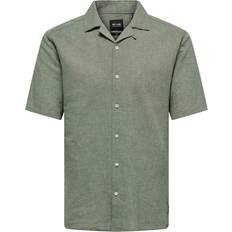 Herr - Jeansjackor - Linne Skjortor Only & Sons Caiden Slim Fit Resort Collar Shirt - Green/Swamp
