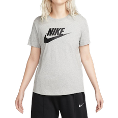 54 - Dam T-shirts & Linnen Nike Women's Sportswear Essentials Logo T-Shirt - Dark Grey Heather/White
