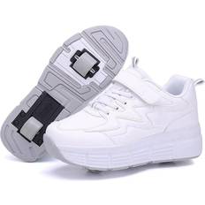 Dragkedjor/Dragskor/Kardborrar/Snabbsnörningssystem Rullskor Kid's Skates Shoes with Wheels - White