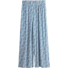H&M Dam Byxor & Shorts H&M Pull-On Trousers In 7/8 Length - Blue/Patterned
