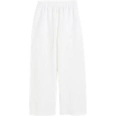 H&M Dam Byxor & Shorts H&M Linen Blend Pull On Trousers - White