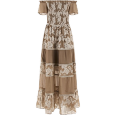 Blommiga - Långa klänningar - XXL Guess Embroidered Long Dress - Beige