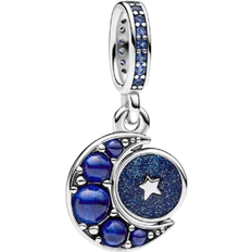 Blå Berlocker & Hängen Pandora Sparkling Moon Spinning Dangle Charm - Silver/Blue