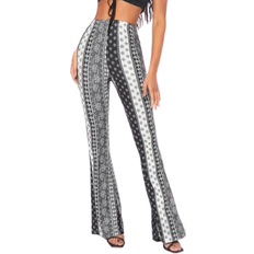 Shein Tall Striped & Geo Print Flare Leg Trousers