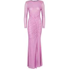Enfärgade - Långa klänningar - XXS Self-Portrait Rhinestone Mesh Maxi Dress - Pink