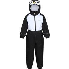Svarta Regnoveraller Regatta Kid's Mudplay III Waterproof Puddle Suit - Black Penguin