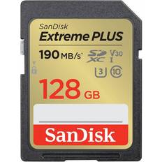 128 GB - SDXC - V30 Minneskort SanDisk Extreme PLUS SDXC Class 10 UHS-I U3 V30 190/90MB/s 128GB