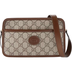 Gucci Herr Axelremsväskor Gucci Trimmed Monogrammed Messenger Bag - Brown