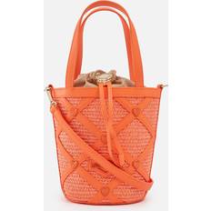 Love Moschino Bucketväskor Love Moschino Borsa Studded Raffia and Faux Leather Bucket Bag Orange