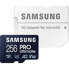 Samsung 256 GB - Class 10 Minneskort & USB-minnen Samsung PRO Ultimate MicroSDXC Class 10 UHS-I U3 V30 A2 200/130MB/s 256GB +Adapter