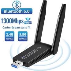 Nätverkskort & Bluetooth-adaptrar 1300m Trådlöst Nätverkskort Med Dubbla Frekvenser Med Bluetooth 5.0 Drivrutinsfri Dator Usb Wifi-mottagare 1300mbps 5g