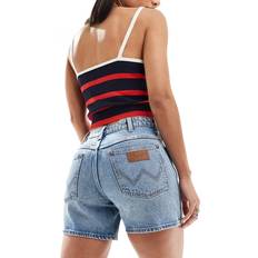 Wrangler Dam - W30 Shorts Wrangler – Mellanblå raka jeansshorts boyfriend-modell