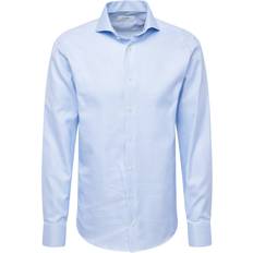 Eton Oxfordskjortor - XL Eton Slim Fit Light Blue Semi Solid Signature Twill Shirt Herr Långärmade Skjortor