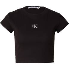 Calvin Klein Bomull - Dam - Svarta T-shirts Calvin Klein Slim Ribbed Cotton T-shirt Black