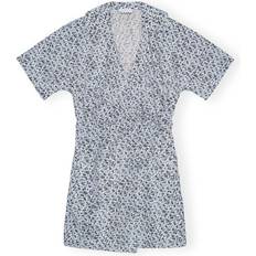 Blommiga - Korta klänningar - XXS Ganni Printed Cotton Wrap Mini Dress Dam Korta Klänningar