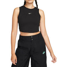 54 - Dam T-shirts & Linnen Nike Women's Machine Knit Sportswear Chill Mini Tank Top - Black/Sail