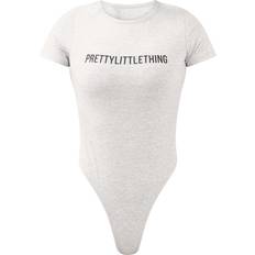 PrettyLittleThing Bodys PrettyLittleThing Logo Short Sleeved Bodysuit - Ash Grey
