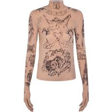 Balenciaga Blusar Balenciaga Tattoo Stretch Tech Turtleneck T-shirt Light Beige S L