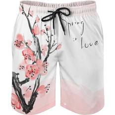 Fitness & Gymträning - Herr Badkläder BAIKUTOUANQY Men's Japanese Cherry Blossom Swim Trunks - Pink