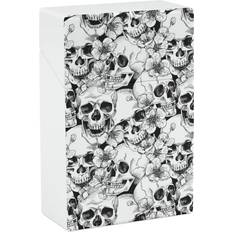 Nudquio00235 Skull and Flowers Cherry Cigarette Case Holder Box