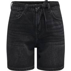 Only Gianna Regular Fit Mid Waist Shorts - Black/Washed Black