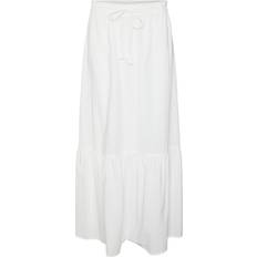 Kjolar Vero Moda Pretty High Waist Long Skirt - White/Snow White