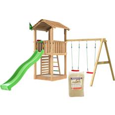 Jungle Gym Playtower Cottage 2.1 Incl 2 Swings Slide & 120kg Sand