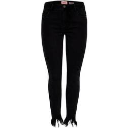Only Carmen Reg Ankle Frill Skinny Fit Jeans Black/Black Denim • Pris »