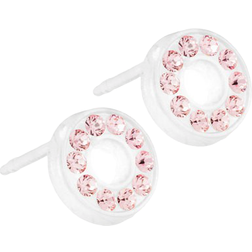 Blomdahl Brilliance Puck Hollow Earrings - White/Light Rose