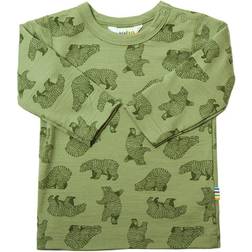 Joha Wool T-shirt - Green w. Animal (15205-356-3309)
