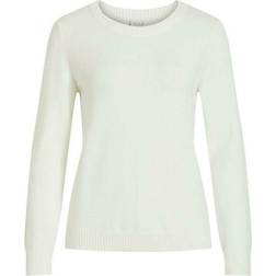 Vila Ril Round Neck Knitted Pullover - White/White Alyssum