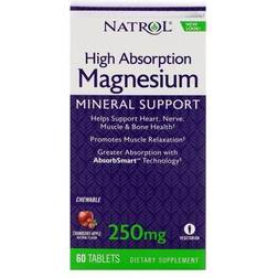 Natrol Magnesium High Absorption, 250mg Cranberry Apple, 60 chewable tabs
