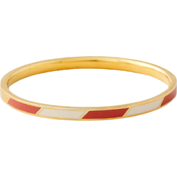 Design Letters Striped Candy Bangle - Gold/White/Red
