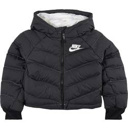 Nike Girl's Synthetic Fill Hooded Jacket - Black/White/White (DD7134-010)