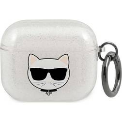 Karl Lagerfeld Choupette Glitter Case (AirPods 3) Vit Transparent/silver