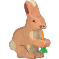 Holztiger Wooden Rabbit Figurine With Carrot