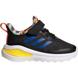 adidas Infant FortaRun Sport Running Elastic Lace and Top Strap - Core Black/Royal Blue/Impact Yellow