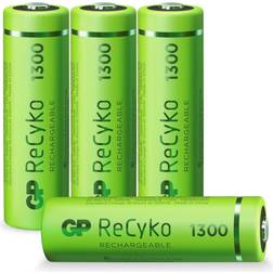 GP Batteries ReCyko Rechargeable Battery, Size AA, 1300 mAh, 4-pack