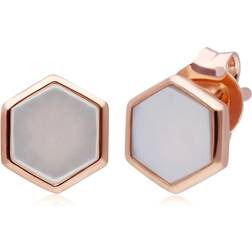 Gemondo Micro Statement Mother of Pearl Stud Earrings in Rose Plated