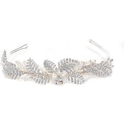 Jon Richard Leah Crystal Pave Leaf And Pearl Tiara