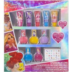Disney Princess Townley Girl Super glittrande kosmetisk sminkset för tjejer med läppglans nagellack nagelklistermärken 11 stycken perfekta för fester Sleepovers Makeovers 3 år
