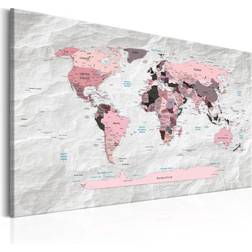 Artgeist Canvas - World Map: Pink Continents Tavla