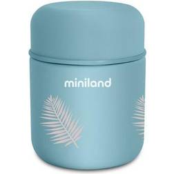 Miniland FOOD Thermy Mini PALMS. 280 ml isoleringsbehållare för babygröt och fast mat, tillverkad av högkvalitativt stål, blå, 89443