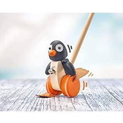 Selecta 62071 Pingo, skjutande figur, skjutande och utdragbar leksak av trä, 13 cm, flerfärgad