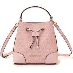 Michael Kors WoMens Mercer Small Dark Powder Blush PVC Bucket Crossbody Handbag Purse Pink One Size