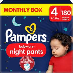 Pampers Baby Dry Night Pants Blöjor Stl 4 9–15 kg 180-pack • Pris »