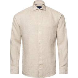 Eton Wide Spread Collar Linen Shirt - Brown